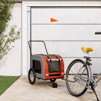VidaXL Hondenfietstrailer oxford stof en ijzer oranje en grijs - thumbnail