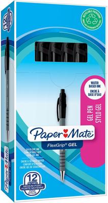 Gelschrijver Paper Mate FlexGrip medium zwart | 12 stuks