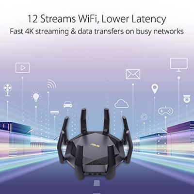 ASUS RT-AX89X Gaming Router (Ai Mesh WLAN System, WiFi 6 AX6000, 10G RJ45, 10G SFP+, 2.2 GHz QC CPU, AiProtection Pro, USB 3.1, WPA3)