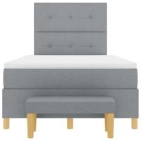 Boxspringbed met matras en bank stof lichtgrijs 120x200 cm - thumbnail