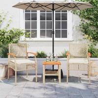 Tuinstoelen 2 st met kussens poly rattan en acaciahout beige - thumbnail