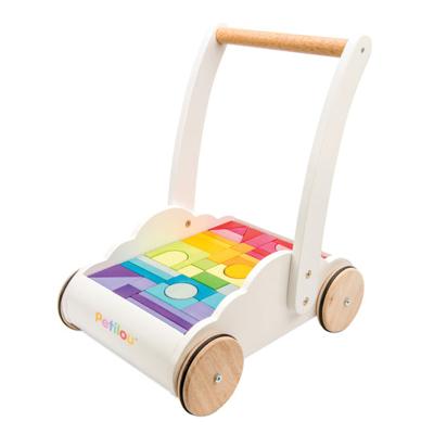 Houtenduwkar met blokken - Regenboog - thumbnail
