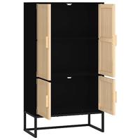 Hoge kast 70x35x125 cm bewerkt hout zwart - thumbnail