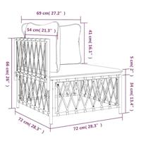 Tuinhoekbank met kussens geweven stof antracietkleurig - thumbnail