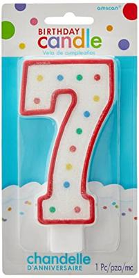 Amscan taartkaars cijfer 7 wit 13 cm | 24 stuks