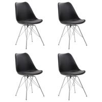 vidaXL Eetkamerstoelen 4 st kunstleer zwart - thumbnail
