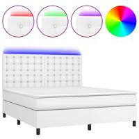 Boxspring met matras en LED kunstleer wit 180x200 cm - thumbnail