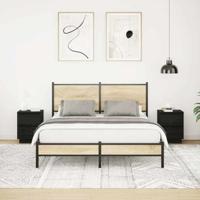 Nachtkastjes met LED-verlichting 2 st 38x34x50 cm zwart - thumbnail