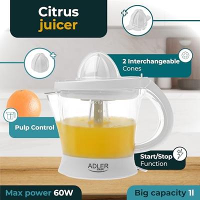 Elektrische juicer Adler ad 4014 Wit 60 W 1 L