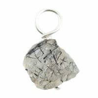 Ruwe Edelsteen Hanger Zwarte Rutielkwarts 925 Zilver (8 - 12 mm) - thumbnail