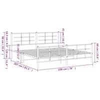 Bedframe met hoofd- en voeteneinde metaal wit 193x203 cm - thumbnail