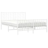 Bedframe met hoofd- en voeteneindemetaal wit 140x190 cm - thumbnail