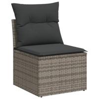 6-delige Loungeset met kussens poly rattan grijs - thumbnail