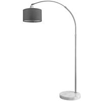 Booglamp, retro lamp, vloerlamp, Edelstaal, gebogen vloerlamp met lampenkap , verstelbaar - thumbnail