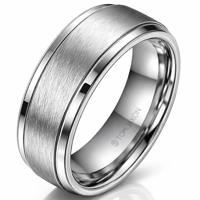 Zilverkleurige wolfraam heren ring Geborsteld Mat en Glans-22mm - thumbnail