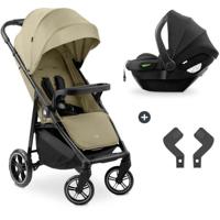 HAUK - 2-in-1 Shop N Care reisset - kinderwagen + autostoel + adapters - 4 wielen - olijfgroen - thumbnail