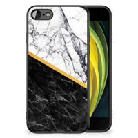iPhone SE 2022 | SE 2020 | 7/8 Marmeren Print Telefoonhoesje Marmer Wit Zwart - Origineel Cadeau Man - thumbnail