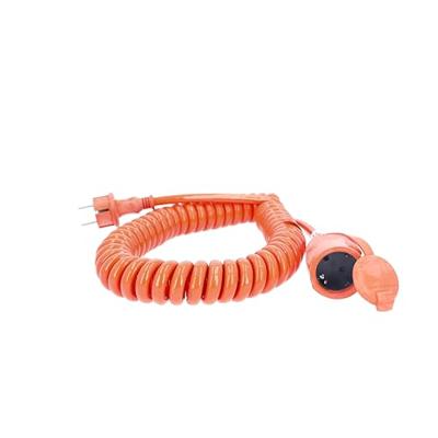 AS Schwabe 70415 Stroom Verlengkabel 16 A Oranje, Zwart 5.00 m H07BQ-F 3G 2,5 mm² Spiraalkabel