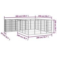Hondenkennel 22 panelen 50x100 cm gepoedercoat staal zwart - thumbnail