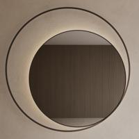 Spiegel Gliss Design Kosmos Mat Zwart met Frame en Indirecte LED Verlichting 140 cm - thumbnail