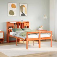 Bed met boekenkast zonder matras grenenhout wasbruin 140x190 cm - thumbnail