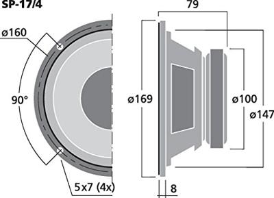 Monacor SP-17/4 6.5 inch 16.9 cm Breedband-luidspreker 30 W 4 Ω
