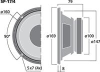 Monacor SP-17/4 6.5 inch 16.9 cm Breedband-luidspreker 30 W 4 Ω - thumbnail
