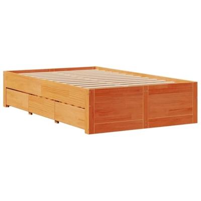 Bedframe zonder matras met lades grenenhout wasbruin 120x190 cm
