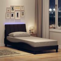Bedframe zonder matras "Hanko" 90x190 cm stof donkerbruin - thumbnail