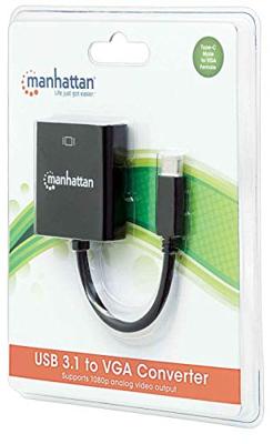 Manhattan 151771 USB / VGA Adapter [1x USB 3.2 Gen 2 stekker C (USB 3.1) - 1x VGA-bus] Zwart Kleurcodering, Flexibel, Folie afscherming, UL gecertificeerd,