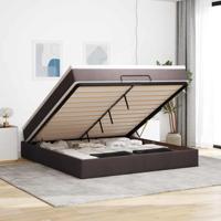 Ottoman bed met matras 180x200cm stof donkerbruin - thumbnail