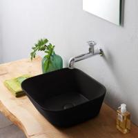 Waskom By Goof Mees Design Opbouw Wastafel Vierkant 42x42 cm Mat Zwart By Goof - thumbnail