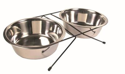 Voerbak voor honden Trixie Roestvrij staal Dubbel 2,8 L 2 × 2,8 L