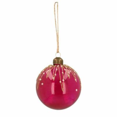 Ngk Kerstbal sparkle berry glas roze 8 cm | 24 stuks