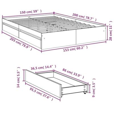 Bedframe met lades bewerkt hout sonoma eikenkleurig 150x200 cm