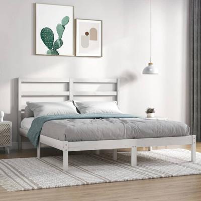 Bedframe zonder matras massief grenenhout wit 140x190 cm