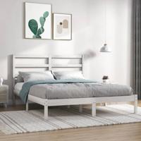 Bedframe zonder matras massief grenenhout wit 140x190 cm - thumbnail