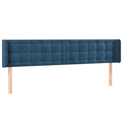 Hoofdbord met randen 163x16x78/88 cm fluweel donkerblauw