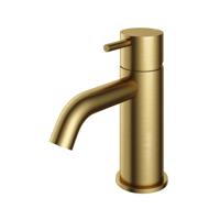 Wastafelmengkraan Hotbath Cobber 1-hendel Gebogen 14.3 cm Geborsteld Messing PVD - thumbnail