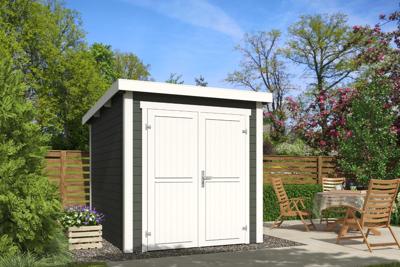 Outdoor Life Sara Tuinhuis 200x250 cm 28 mm vuren Green Grey-wit gecoat- Lessenaarsdak- Hout- Outdoor Life