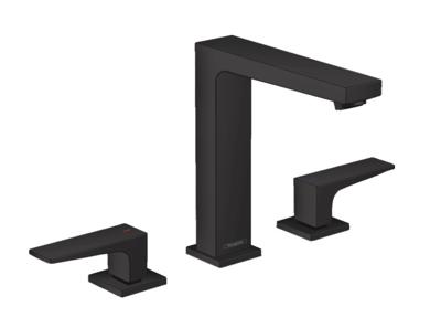 Hansgrohe Wastafelmengkraan Metropol 3-Gats 160 met Rechte Greep en Push-Open Afvoer Mat Zwart