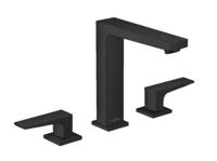 Hansgrohe Wastafelmengkraan Metropol 3-Gats 160 met Rechte Greep en Push-Open Afvoer Mat Zwart - thumbnail