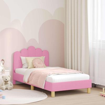 Peuterbedframe met hoofdbord Roze 80 x 160 cm Stof