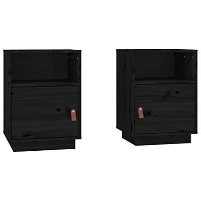 Nachtkastjes 2 st 40x34x55 cm massief grenenhout zwart