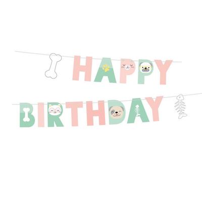 Amscan Slinger happy birthday hond/kat 180 cm | 20 stuks