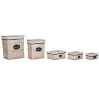 Wasmand Home ESPRIT Wit Bruin Zwart Grijs Natuurlijk vlechtwerk Shabby Chic 47 x 35 x 55 cm 5 Onderdelen - thumbnail