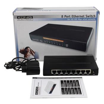 8-poorts 10/100 netwerkswitch 8-poorts 10/100 netwerkswitch