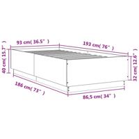Bedframe bewerkt hout wit 90x190 cm - thumbnail