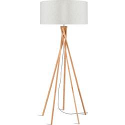 Good&Mojo Vloerlamp 'Kilimanjaro' Bamboe en Eco linnen, kleur Beige