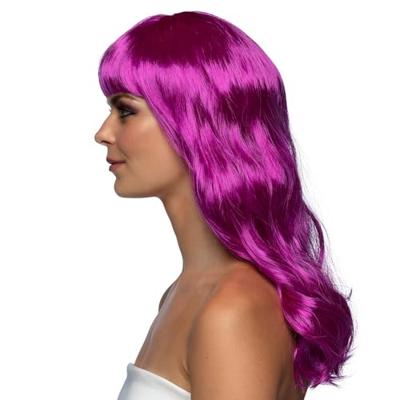 Pruik Lang Haar Pony Paars Chique